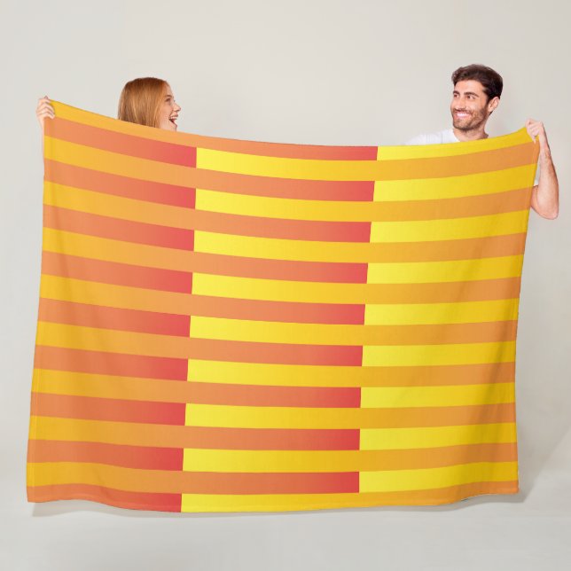 Orange Yellow Striped Pattern Fleece Blanket (In Situ)