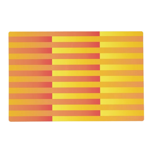Orange Yellow Striped Pattern Laminated Placemat (Front)