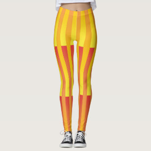 Orange Yellow Striped Pattern Leggings