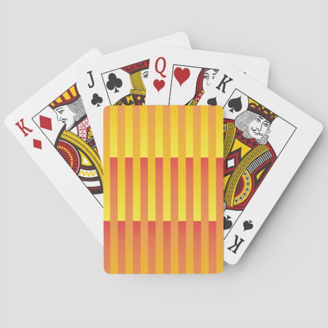 Orange Yellow Striped Pattern Poker Cards (Back)