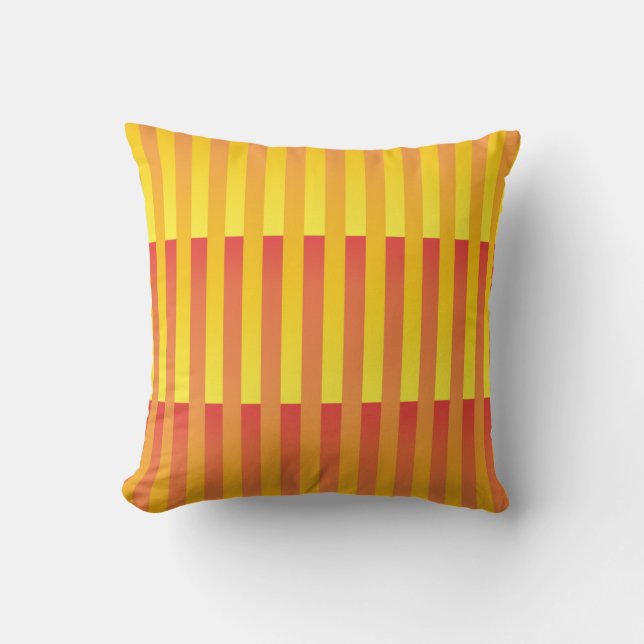 Orange Yellow Striped Pattern Throw Pillow (Front)