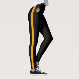 Orange Yellow Striped Sides Leggings JK 2024