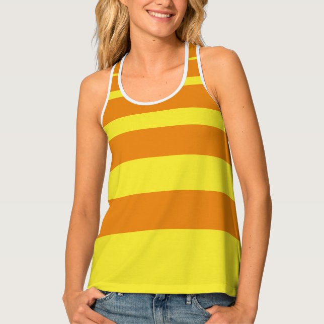 Orange Yellow Striped Vibrant Tank Top (Front)