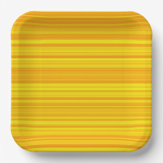 Orange Yellow Stripes Paper Plates (Front)