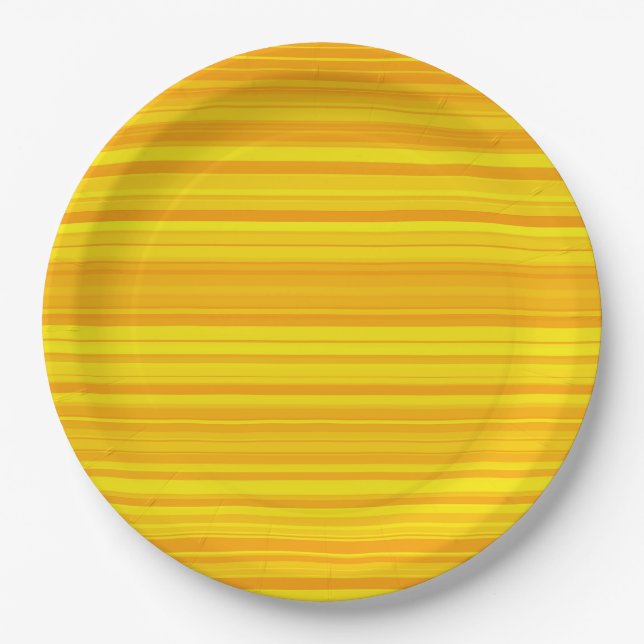 Orange Yellow Stripes Paper Plates (Front)