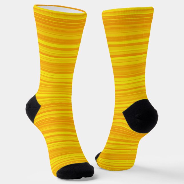 Orange Yellow Stripes Seamless Pattern  Socks (Angled)