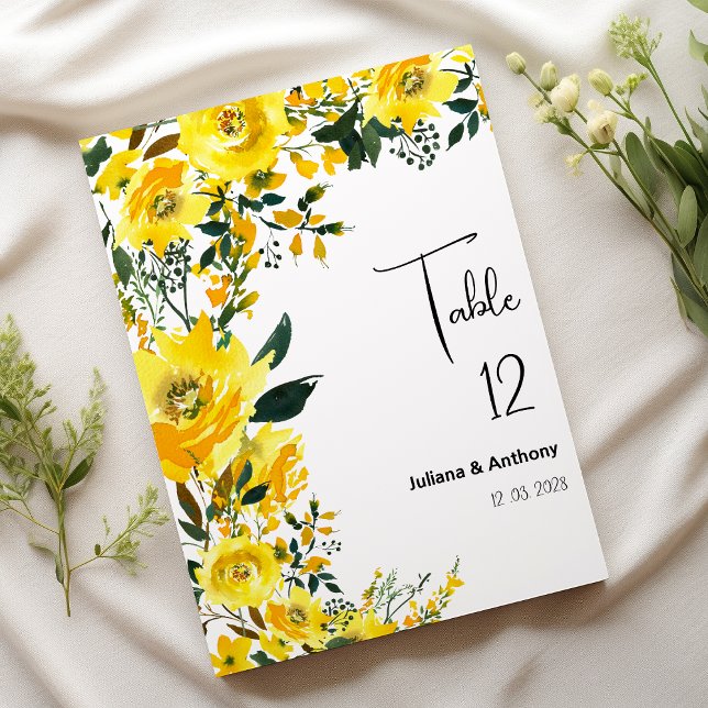 Orange yellow summer botanic floral Table Numbers (Orange yellow summer botanic floral Table Numbers )