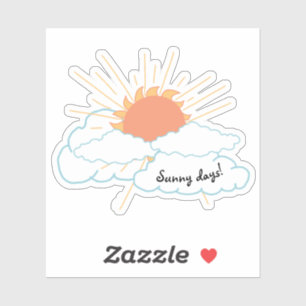 Orange Yellow Sun Shine Clouds Sticker