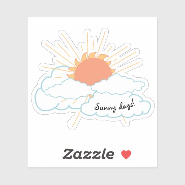 Orange Yellow Sun Shine Clouds Sticker (Sheet)