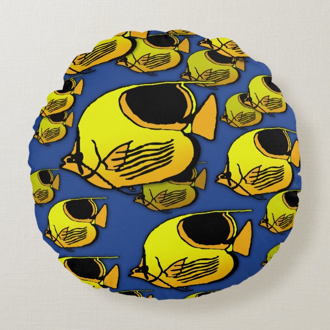 Orange & Yellow Sunfish Round Pillow (Front)