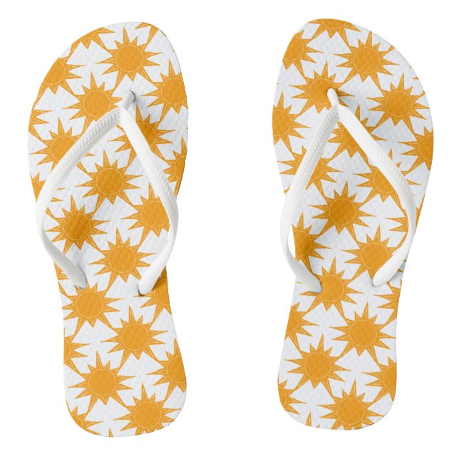 Orange Yellow Sunny Sun Flip Flops (Footbed)