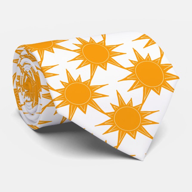 Orange Yellow Sunny Sun Neck Tie (Rolled)