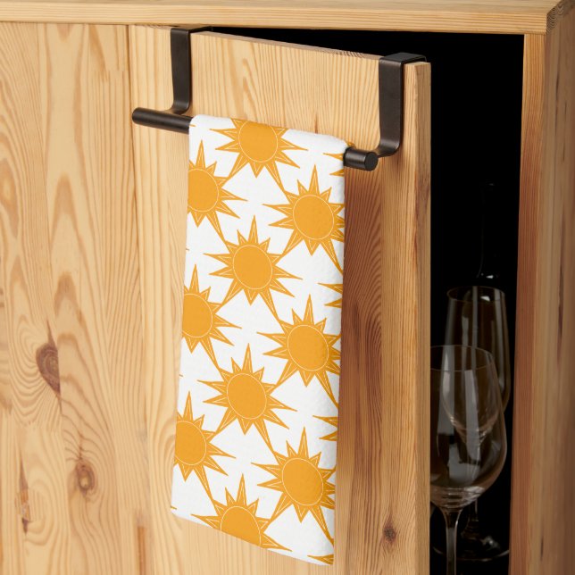 Orange Yellow Sunny Suns Kitchen Towel (Thirds Fold)