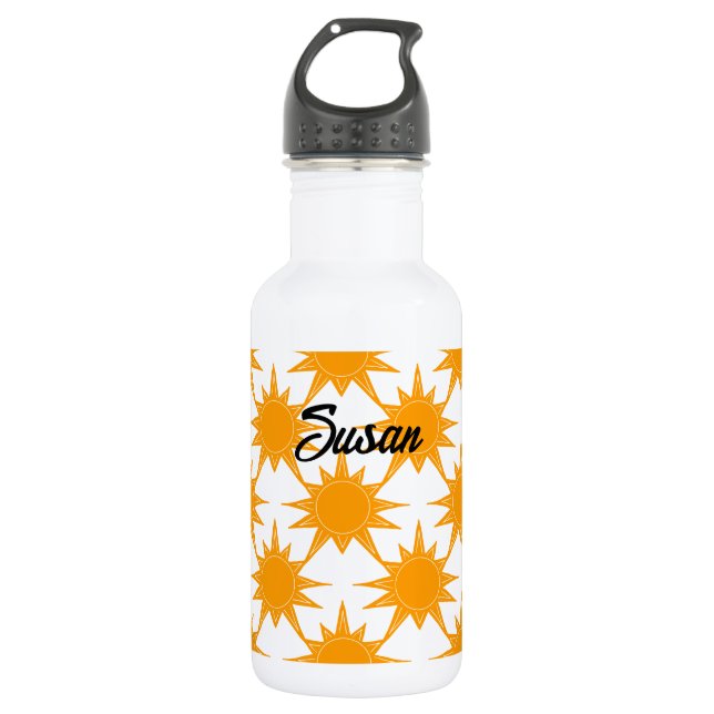 Orange Yellow Sunny Suns Stainless Steel Water Bottle (Front)