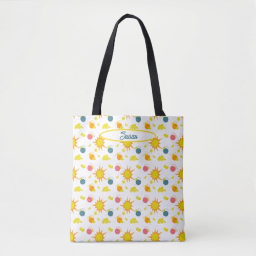 Orange Yellow Suns Lemonade Pitchers Pink Teal Tote Bag