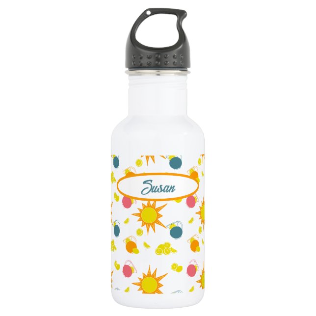 Orange Yellow Suns Lemonade Stainless Steel Water Bottle (Front)