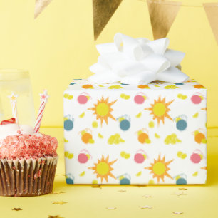 Orange Yellow Suns Yellow Lemons Wrapping Paper