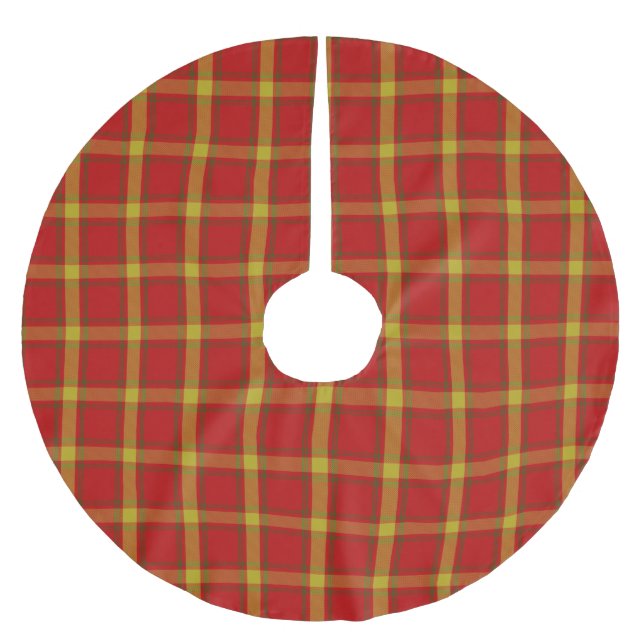 Orange Yellow Tartan Brushed Polyester Tree Skirt (Front)