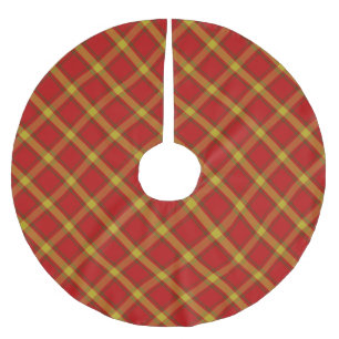 Orange Yellow Tartan Brushed Polyester Tree Skirt