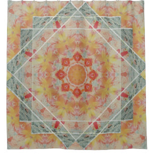 Orange Yellow Teal Southwest Flame Shower Curtain