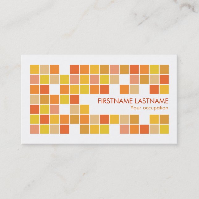 Orange Yellow Tiles Mosaic Profile Business Card (Front)