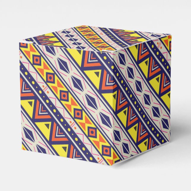 Orange Yellow Tribal Pyramids Print Favor Boxes (Front Side)