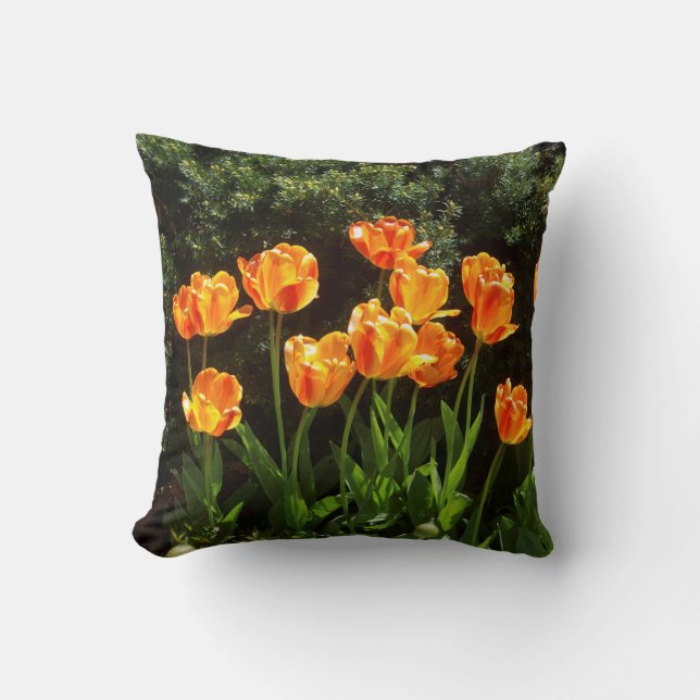 Orange/Yellow Tulips Throw Pillow (Front)