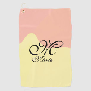 Orange yellow watercolor retro add your monogram golf towel