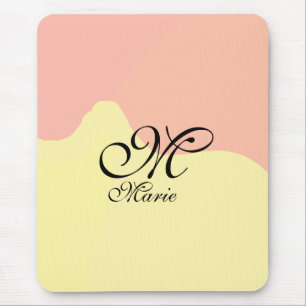 Orange yellow watercolor retro add your monogram mouse pad