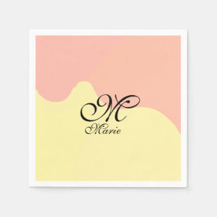 Orange yellow watercolor retro add your monogram  napkins