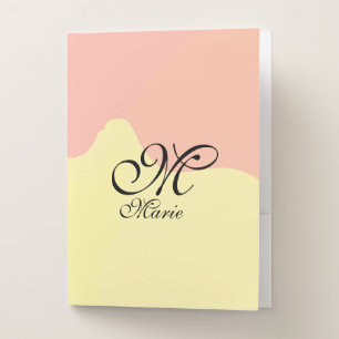 Orange yellow watercolor retro add your monogram pocket folder