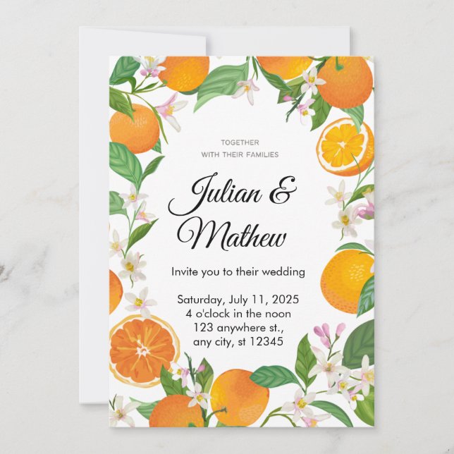 Orange Yellow Wedding Invitation Customize (Front)