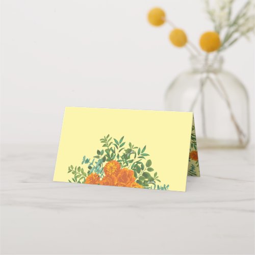 Orange Yellow Wedding Roses Spring Place Card