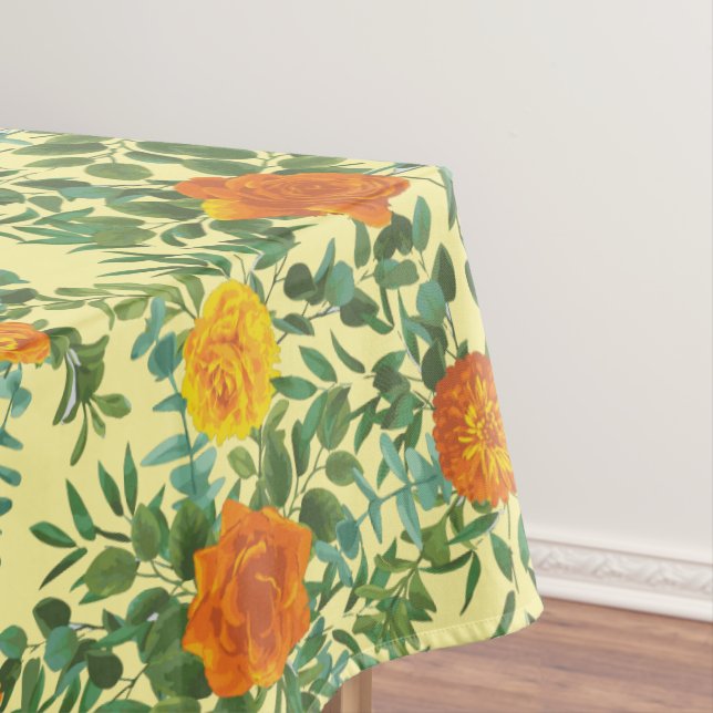 Orange Yellow Wedding Roses Spring Tablecloth (In Situ)