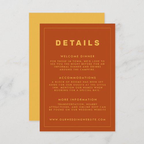 Orange  Yellow Wes Anderson Inspired Detail Card