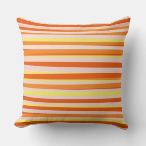 Orange Yellow White Abstract Stripes Throw Pillow