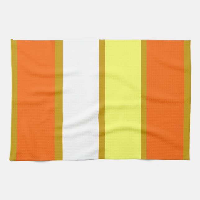 Orange, Yellow, White and Gold Stripes Kitchen Towel (Horizontal)