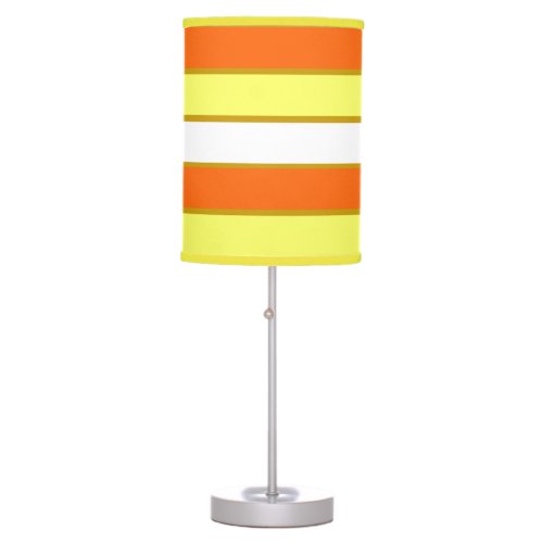 Orange Yellow White and Gold Stripes Table Lamp