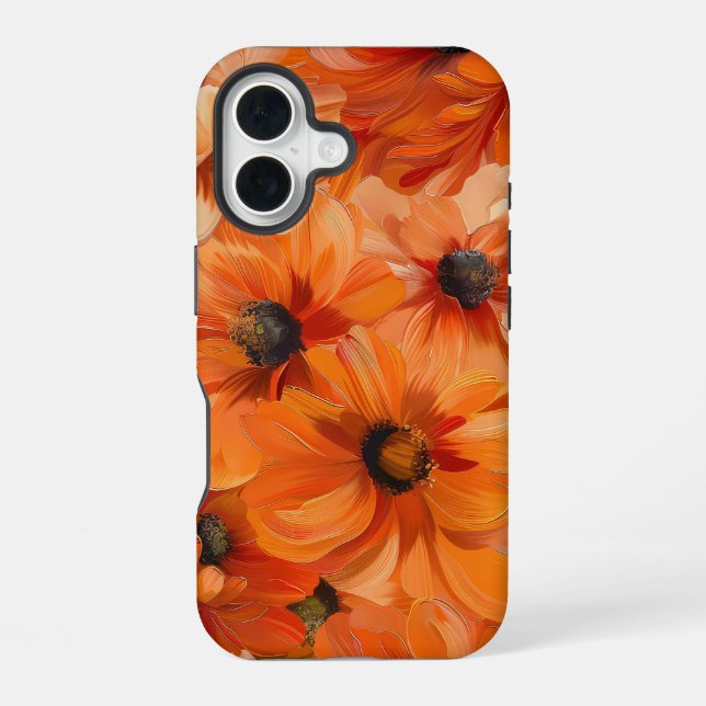 ORANGE YELLOW WHITE FALL ANEMONE POPPY FLOWERS iPhone CASE (Back)