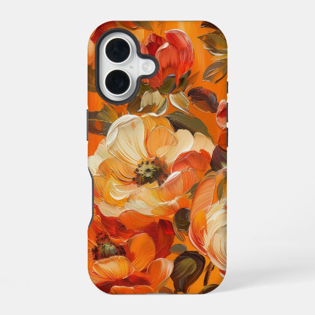 ORANGE YELLOW WHITE FALL ANEMONE POPPY FLOWERS iPhone CASE (Back)