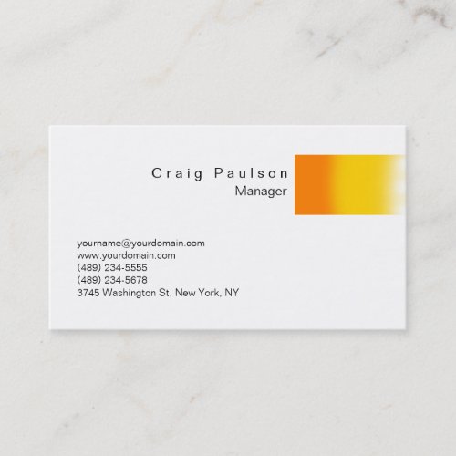 Orange Yellow White Plain Simple Business Card