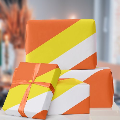 Orange Yellow White Striped Candy Corn Colors  Wrapping Paper