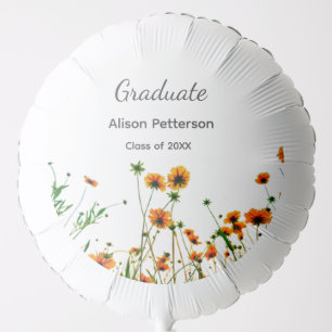 Orange yellow wildflowers modern graduatie rustic balloon