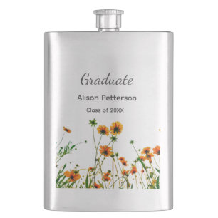 Orange yellow wildflowers modern graduatie rustic flask