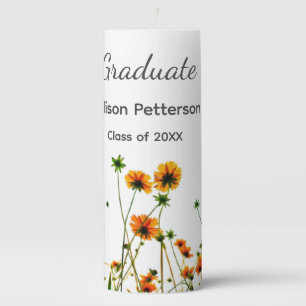 Orange yellow wildflowers modern graduatie rustic pillar candle