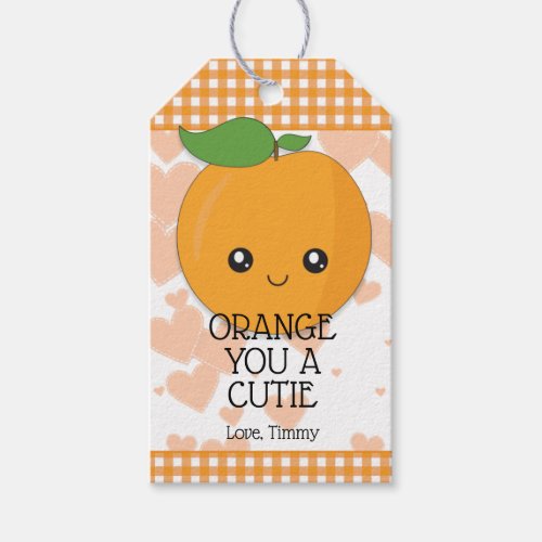 Orange You a Cutie Personalized Valentines Day Gift Tags