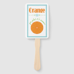 Orange You Glad It's Summer with Blue Border Hand Fan