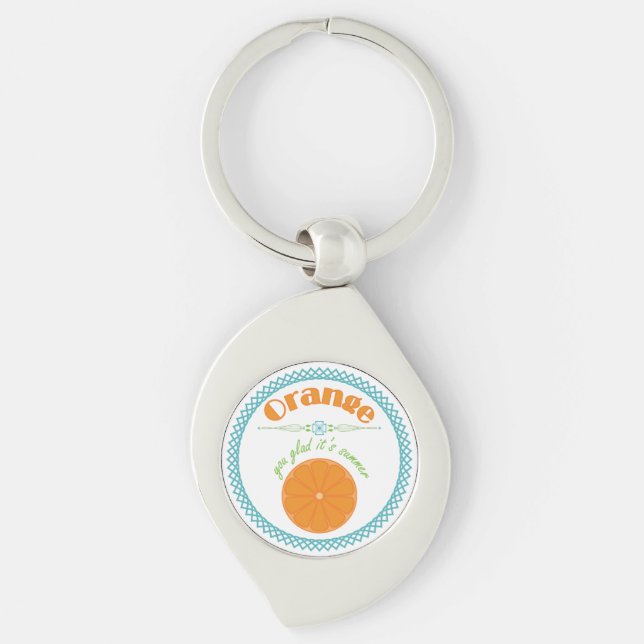 Orange You Glad It's Summer with Blue Border Keychain (Front)