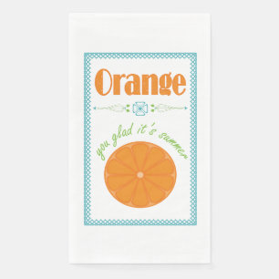 Orange You Glad It's Summer with Blue Border Paper Guest Towels