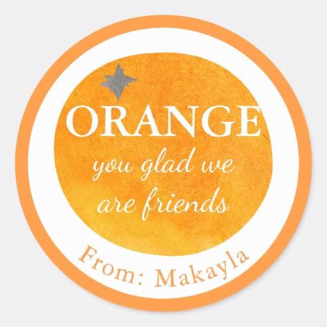 Orange You Glad We Are Friends Fruit Valentine Kid Classic Round Sticker (Front)